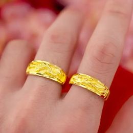 Pure Gold 999 Echte ring vol sterren 24k paar Model voor mannen en vrouwen ongeveer 5 gram Dragon Phoenix Agate 240521
