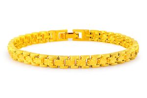 Pure Gold Color Chain Women039S armbanden Boerbakken 24K GP 8mm breedte Riem vorm Bracelet 185cm mode luxe vrouwen bruiloft J8564413