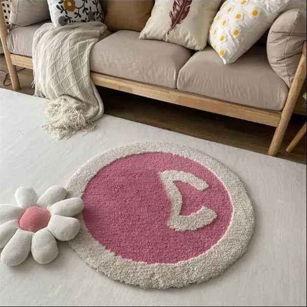 Tapis fait main pur tapis circulaires solides simples chambre à coucher chaise d'ordinateur tapis de salon épaissi table basse coiffeuse tapis de sol