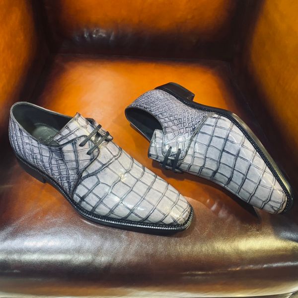 Chaussures pour hommes faites à la main chaussures de costume d'affaires mesurent le cuir de crocodile chaussures Oxford véritable cuir de crocodile teint artificiellement Personnalisable dans n'importe quelle couleur