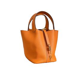 Sac panier en cuir orange fait à la main, ligne de cire Pure, personnalisé, sac seau tendance classique pour femmes