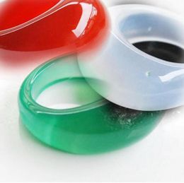 Pure Natural 5 Color Jades Banzhi Ring Chalcedony Finger Ring Grote maat Crystal Lord of the Rings Dames Mannen Sieraden