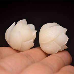Collier de perles de lotus sculptées en jade blanc naturel pur, bracelet à bricoler soi-même
