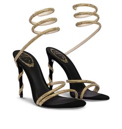Chaussures d'été pour femmes, sandales de luxe Renes Margot Jewel, talons hauts Caovilla ornés de cristaux Cleo, fête ou mariage Sexy pour femme.