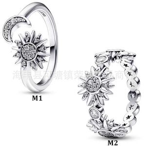 Pure Panjia S925 Sier Sun Series Collection-ring met lichtjagende ring Zon- en maan-openingsring