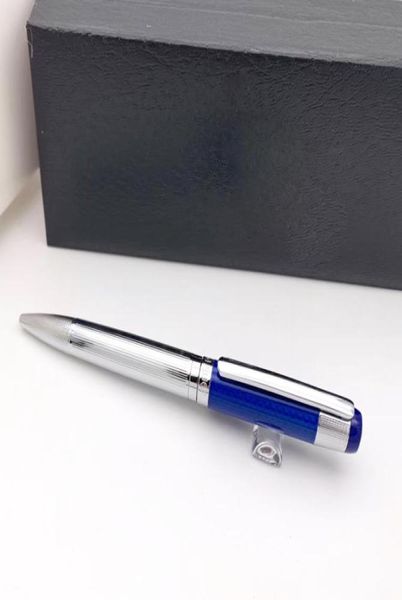 Pure Pearl Classic th Blackblue Fiber Cap Bole Pen Pen Silver Texture Barrel escribe suavemente de moda Stationerybox Seta130827