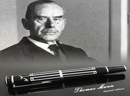 Bolígrafos de gel de perla pura para el gran escritor Thomas Mann Luxury Black and Silver Roller Ball Pen escribiendo una recarga de regalo suave más6368279