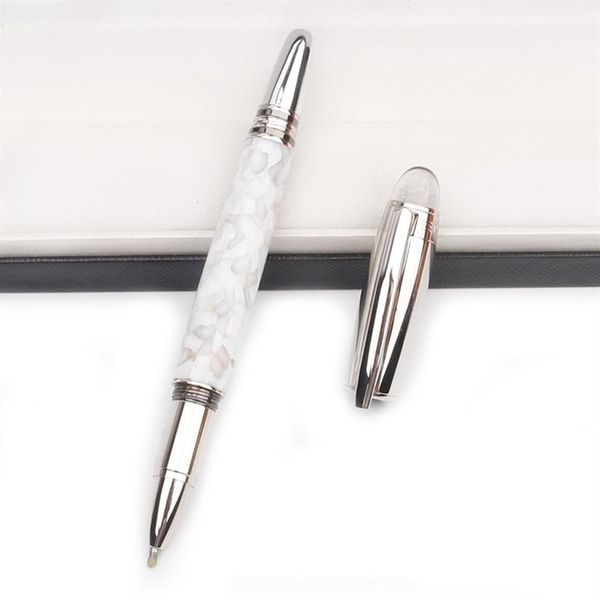 PURE PEARL Tête de cristal étoile blanche Fontaine Rollerball Stylo à bille de qualité Corps en acrylique de luxe Papeterie classique avec série 357T