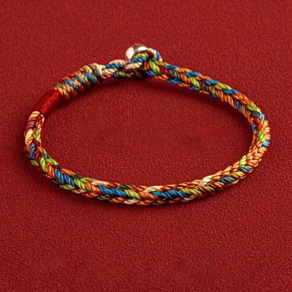 Pulsera de cuerda tejida trenzada con hilo de hilo de colores, cierre de plata de ley pura S925, regalo de la suerte 240315