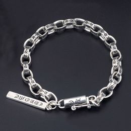 Pure S925 Sterling Silver Vintage Lock Clasps Men Women Paren Bracelet voor fijne sieraden 925 Solid Thai Silver O kettingliefhebbers Bangle 6,3 mm