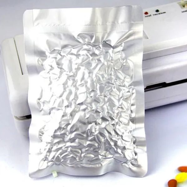 Bolsa de Mylar con parte superior abierta de papel de aluminio plateado puro, bolsa de almacenamiento a prueba de humedad para galletas y pan al vacío con sellado térmico, 5*7cm