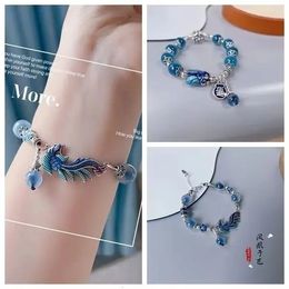 Pure Silver Email -kleur als een vis in water Phoenix Flying Sugar Heart Bracelet Chinese stijl Gift voor vriendin 240416