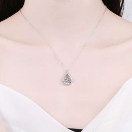 Collier en argent pur avec pendentif en pierre Mosang, avec vent et gouttelettes d'eau dynamiques, collier en diamant Mosang