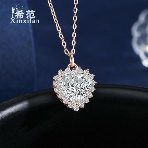 Puur zilveren zirkoon liefdesketting voor meisjes, lichte luxe, nis, high-end design, zoete hartvormige sleutelbeenketting, Chinees merk voor dames