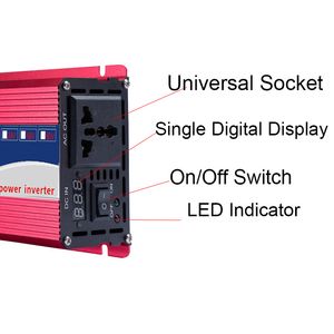 Onduleur d'onde sinusoïdale pure 12V-60V à AC 220V 110V 1600W 2200W 3000W Tension Transformor Convertisseur Convertisseur Solar Inverter LED Affichage