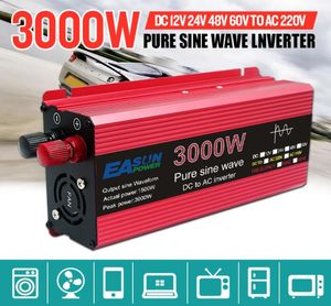 Pure Sine Wave Inverter 3000W 2200W 1600W 1000W Voltaje DC 12V 24V a AC 110V 220V Transformador Convertidor de potencia Solar 1156362