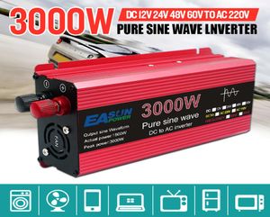 Onduleur à onde sinusoïdale Pure 3000W 2200W 1600W 1000W, transformateur de tension DC 12V 24V à AC 110V 220V, convertisseur de puissance, onduleur solaire 2509807