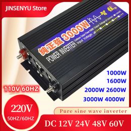 Onduleur d'onde sinusoïdale pure DC 12V 24V 48V 60V à AC 220V 110V 60Hz Car Home 1000W 1600W 2000W 3000W Convertisseur Solar Onverters