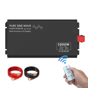 Onduleur d'onde sinusoïdale pure DC 12V 24V 48V 60V 72V à AC 110V 220V Tentage Car Inverter1000W 1500W 2000W Convertisseur Power Converter LCD Affichage