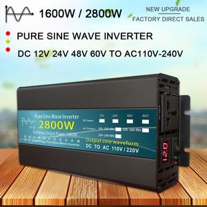 Onduleur d'onde sinusoïdale pure DC 12V / 24V à AC 220V 1000W 1600W 3000W Convertisseur de puissance Tension Transformateur de tension Affichage LED de l'onduleur solaire