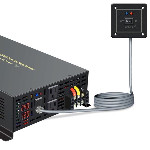 Onduleur d'onde de onde sinusoïdale Power 5000W Panneau solaire onduleur 12V / 24V / 48V / 96V DC à AC 110V / 120V / 220V / 240V Contrôleur câblé convertisseur
