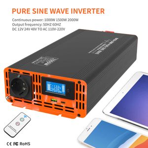 Convertisseur de puissance à onde sinusoïdale Pure 4000W 2000W onduleur solaire DC 12V 24V 36V 48V 60V à AC 220V 240V fonction de télécommande