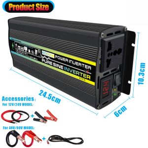 Zuivere Sinus Omvormer 8000W 4000W LCD Display Omvormer 12V 24V 48V naar 220V Spanningstransformator Auto Lading Converter ZZ