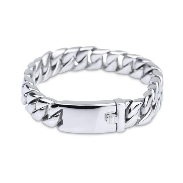 Joyería de titanio puro Hombres Moda Curb Pulseras de cadena de eslabones cubanos Pulseras de alto pulido Brazalete Pulseras Brace encaje 20 cm 22 cm 226B