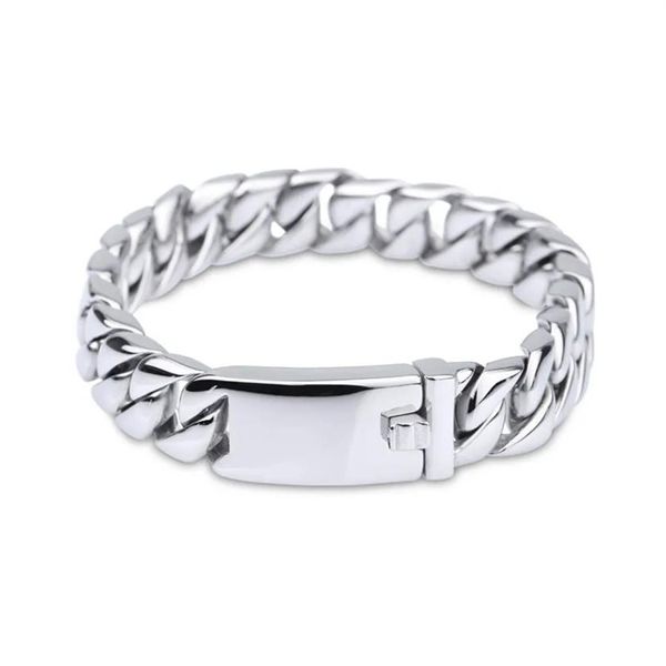 Joyería de titanio puro Hombres Moda Curb Pulseras de cadena de eslabones cubanos Pulseras de alto pulido Brazalete Pulseras Brace encaje 20 cm 22 cm 156o