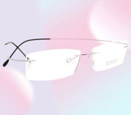 Marco óptico de titanio puro tipo silueta hipoalergénica gafas sin bisagras marco de hombres para mujeres marca ultraligeras ultraligas con ori2199417