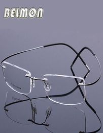 Pure Titanium Spectacle Frame Men Women Rimless Ultralight Eyeglasses COMPUTADOR GAJAS ópticas Marco para lente transparente masculina RS2743880579