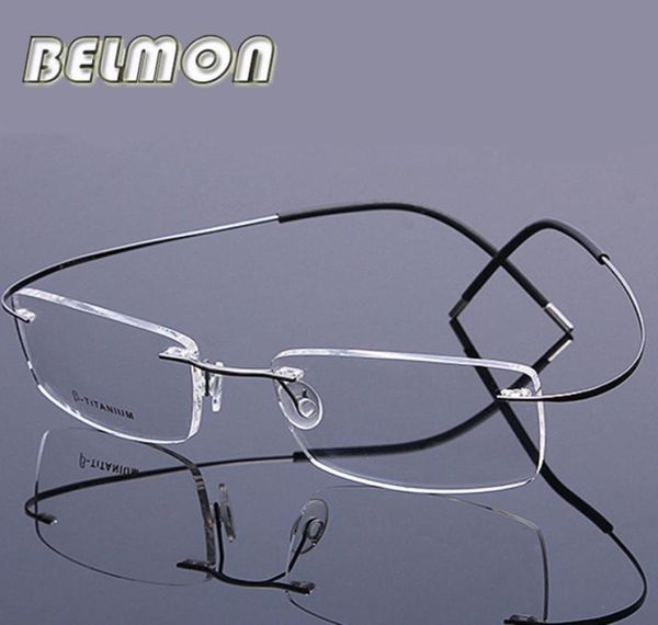 Monture de lunettes en titane pur hommes femmes lunettes ultralégères sans monture monture de lunettes optiques pour homme lentille claire RS2743300878