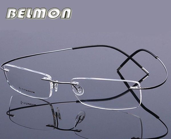 Monture de lunettes en titane pur hommes femmes lunettes ultralégères sans monture monture de lunettes optiques pour homme lentille claire RS2748582227