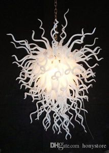 Pure Wit Blown Glas Kroonluchter Lampen 100% Handgemaakte Kleine Size Vrij Elegante Plafond Hanglamp voor Huis Decor