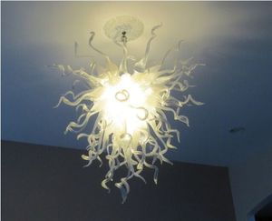Araña clara blanca pura Estilo moderno Lámpara de cristal soplada a mano de cristal Hotel Murano Iluminación para sala de estar Comedor Dormitorio