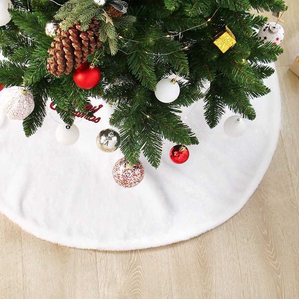 Falda de árbol de Navidad de felpa blanca pura, adornos navideños, accesorios para árboles de Navidad, adornos navideños para el hogar L230620