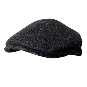 Pure laine hommes bérets hiver haute qualité laine gavroche chapeaux chevrons octogone casquette gris foncé hommes femmes Gatsby chapeau plat BLM385