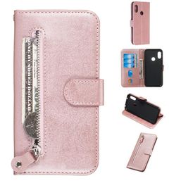 Pure Zipper Leather Case voor Xiaomi Redmi 6 Promi A2 LiteredMi 7Redmi Y3 Cover Filp Stand Wallet met kaartslot3810387