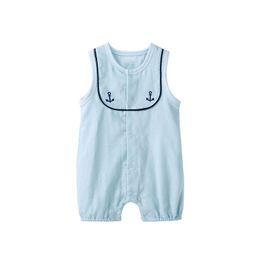Pureborn geboren baby romper katoen zeemanskleding zomervakantie voor meisjes jongens jumpsuit 210816
