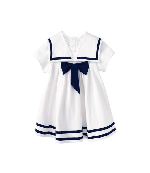 Pureborn niño pequeño bebé niña marinero vestido bowknot marinero collar verano transpirable algodón playa vacaciones bebé niña ropa Q0715368895