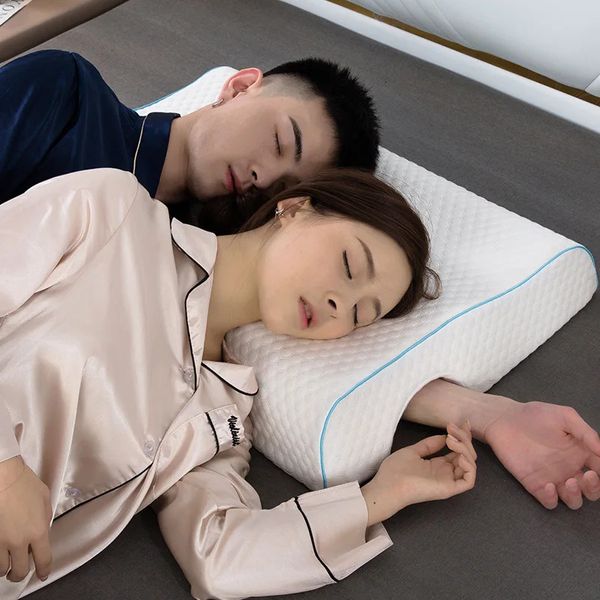 PURENLATEX Pareja almohada ortopédica Memoria de espuma Proteja la almohada de presión de dolor de la vértebra cervical para la presión del brazo para el sueño 240327