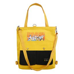 PURFAY femmes Simple dessin animé impression toile sac à bandoulière fermeture éclair sac à rabat dames sac à main sacs à bandoulière Bolsos alexa