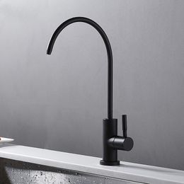 Purificateur Papier d'eau Europe Style Total en laiton Single Cold Faucet pivotant Black Kitchen Tap, robinet d'évier