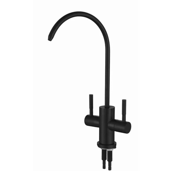 Purificateurs 1/4 '' Double trous robinet de puits Tap à dos noir Osmose inverse ro Filtre d'eau potable Filtre de cuisine Faucet Installation rapide KF209