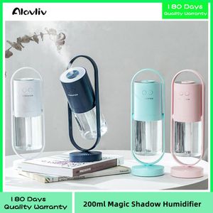 Purificadores Humidificador de aire USB Magic Shadow de 200 ml para el hogar con luces nocturnas de proyección Ultrasónico Car Mist Maker Mini purificador de aire de oficina