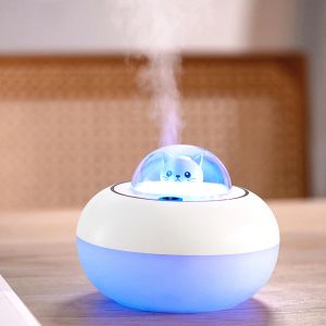 Purificateurs Beau chat humidificateur d'air USB aromathérapie brumisateur brumisateur avec lampe LED Mini diffuseur d'arôme ultrasonique Portable purificateur d'air