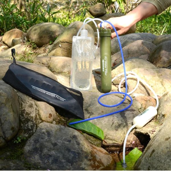 Purificadores Bomba de presión de filtro de agua al aire libre Purificador de agua portátil Tipo de supervivencia Equipo de senderismo