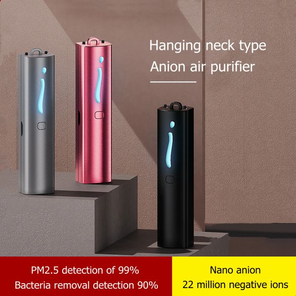 Purificateurs USB Mini purificateur d'air Portable collier suspendu ioniseur négatif Anion purificateur d'air personnel élimination de la poussière et de la fumée pour la maison à l'extérieur