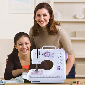 Machine de couture électrique Purple 505 pour débutants et enfants, machine à coudre portable avec couture inversée et 12 points intégrés