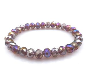 Bracelet en perles de cristal à facettes pour femmes, couleur violet AB, 8mm, Style Simple, extensible, lot de 20 pièces, Whole8108665